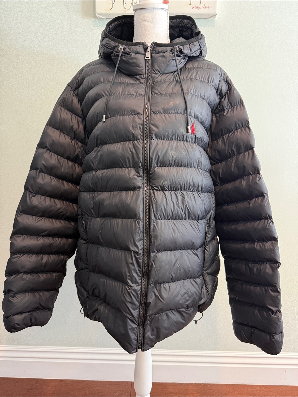 MENS POLO RALPH LAUREN 2XLT Black Hooded Puffer Jacket - Lightweight